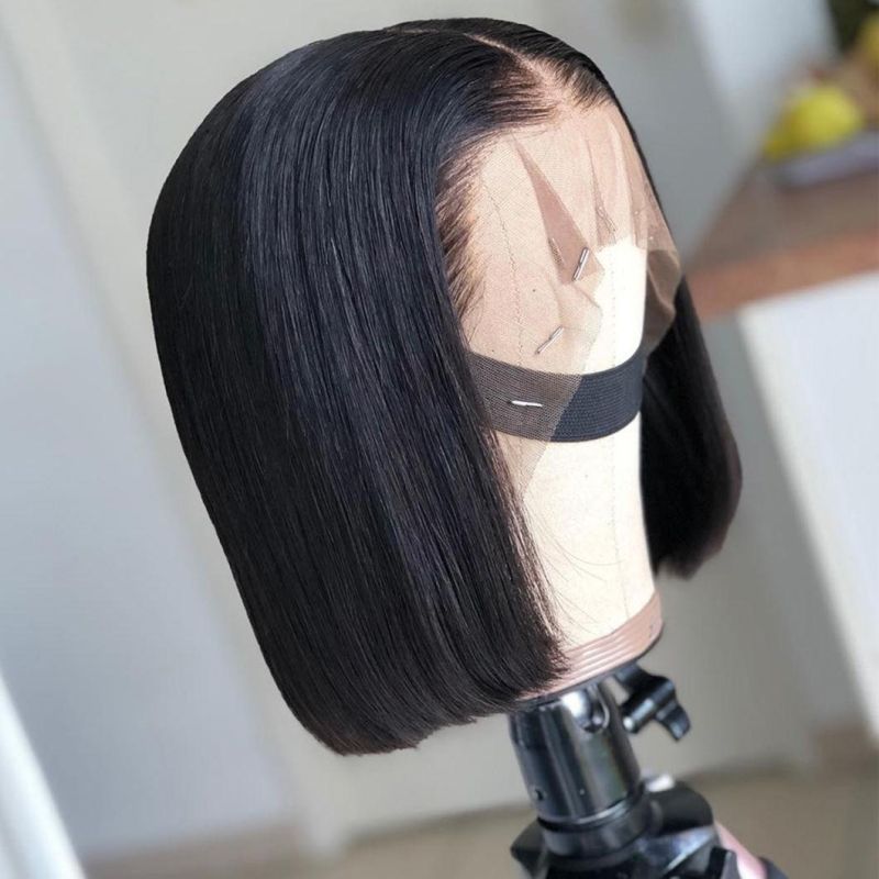 High Quality Straight Bob Natural Brazilian Hair Human Hair Wig Pre Plucked with Baby Hair Brazilian Human Hair Frontal Remy Closure Wigs for Black Women