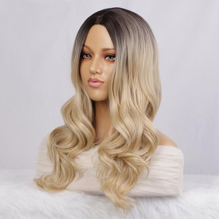 Ombre Blond Synthetic Long Wigs Body Wavy for Women Human Hair Wholesale