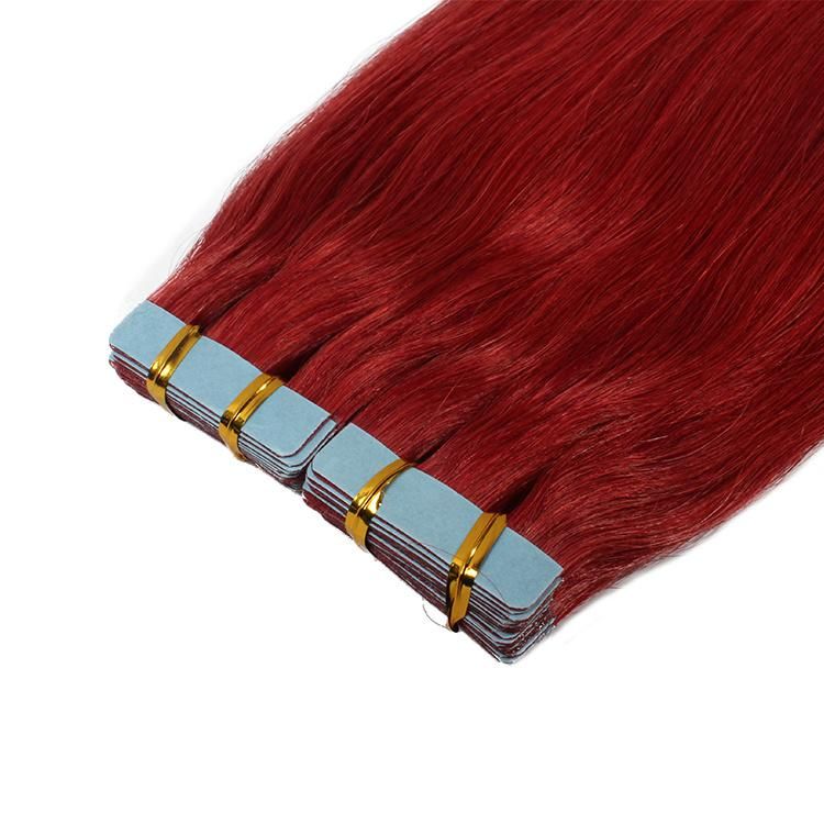 Wholesale Red Straight Human Hair Unprocessed Cuticle Aligned Human Tape Extensions