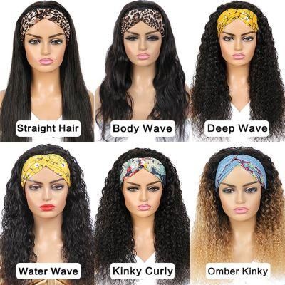 Free Sample 100% Human Hair Machine Made Wig Glueless Headband Human Hair Wigs