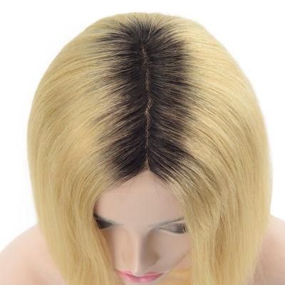 Straight Blond Bob Style Lace and Machine Weft Base Stock Women&rsquor; S Hairpiece