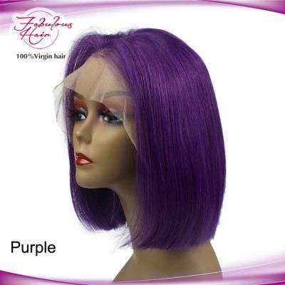 Factory Directly Sell Human Hair Lace Front Bob Wigs Purple