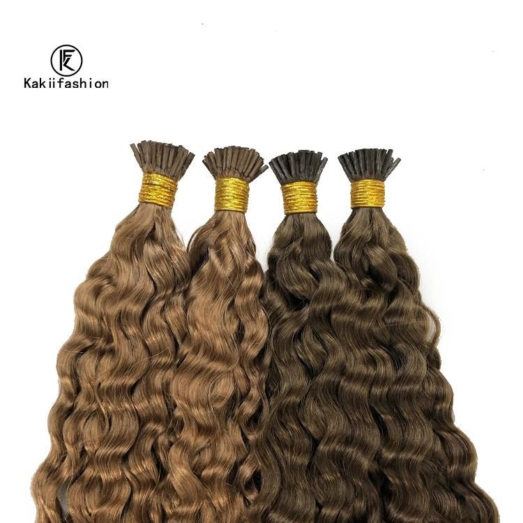 Kakiifashion Hair Double Drawn I Tip Human Hair Extension Kinky Curly Hair Extension