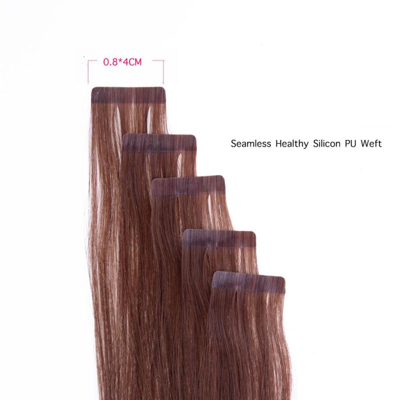 Tape in Hair Extensions Straight Remy Human Hair Blonde Invisible PU Skin-Weft