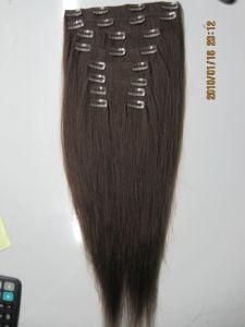 Indian Remy Human Hair Clips in Hair Weft, Hair Extension