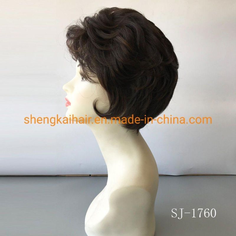 Wholesale Good Quality Handtied Heat Resistant Fiber Short Curly Lace Front Wigs with Bangs 622