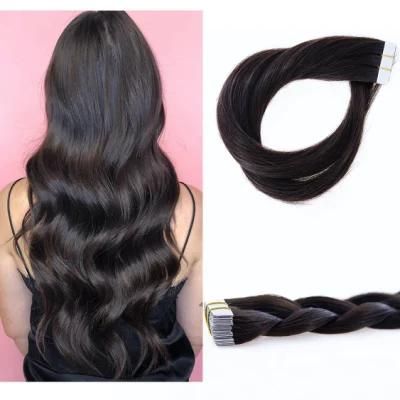 Hair for Salon Tape in Human Hair Extensions 22 Inches 40PCS 100g Silky Straight Remy Color 2 Darkest Brown