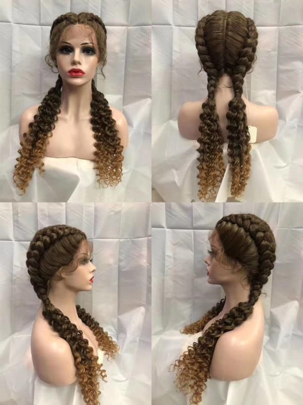 Curly Braid Wig Full Lace with Baby Hair Synthetic Wigs Hair Lace Frontal Wig Cap