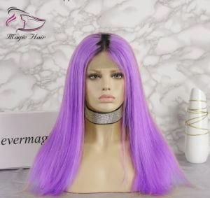 Hot Selling High Quality Lavender Purple Color 130% Density Human Full Lace Straight Hair Wig