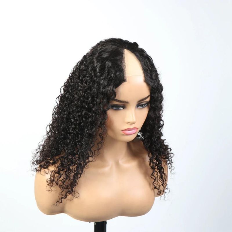 V Part Jerry Curl Machine Made Wig New Style Wig for Black Women Glueless Human Hair Peruvian U Part Raw Hair Wigs Cheap Price Wholesale