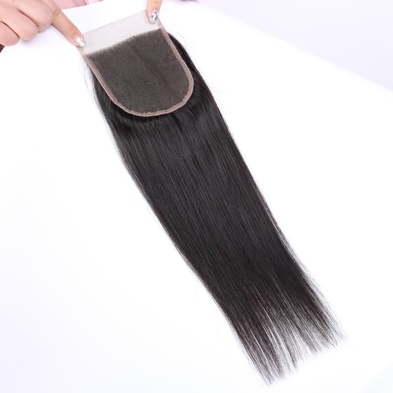 Kbeth Human Hair Closure for Black Women 100% Natural Human Raw Hair Factory Price Wholesale Price Bundle Hair Bone Straight + Closure in Stock