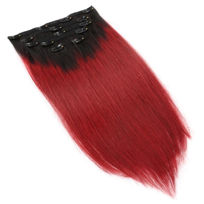 Best Selling Human Hair Weave Ombre Color Clip Hair Extensions 100% Remy Indian Clip in