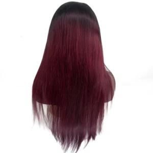 Sample Real Human Hair Straight 1b/99j Color Lace Frontal Wig