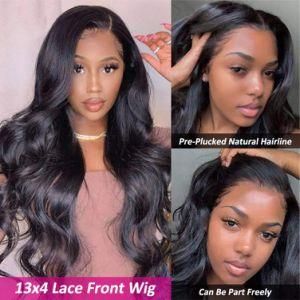 Deep Wave 13X4 Swiss Lace Natural Color 180% Density Front Human Hair Wig