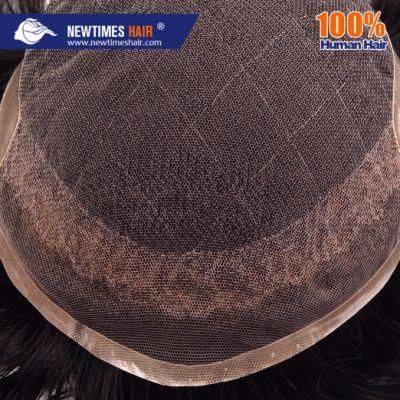 French Lace with PU Back Sides and Durable Double Layer Back From Hairline Hair Replacement System