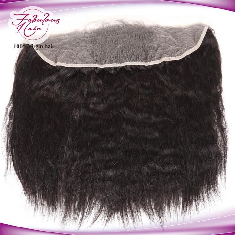 13*4 Kinky Straight Brazilian Human Virgin Hair Lace Closure Frontal