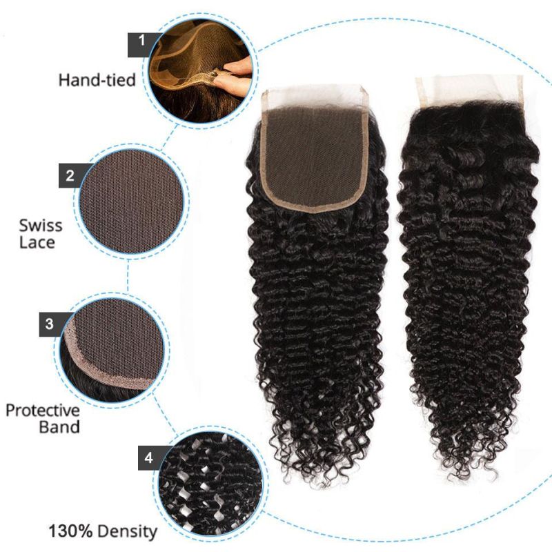 Indian Afro Kinky Curly Bundles Human Hair Extension Natural Color 8-30 Inch Virgin Hair 100% Human Hair Weave Bundles with Closure Remy