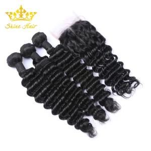 100% Remy Brazilian Human Hair Bundles for Natural Black Hair Deep Wave