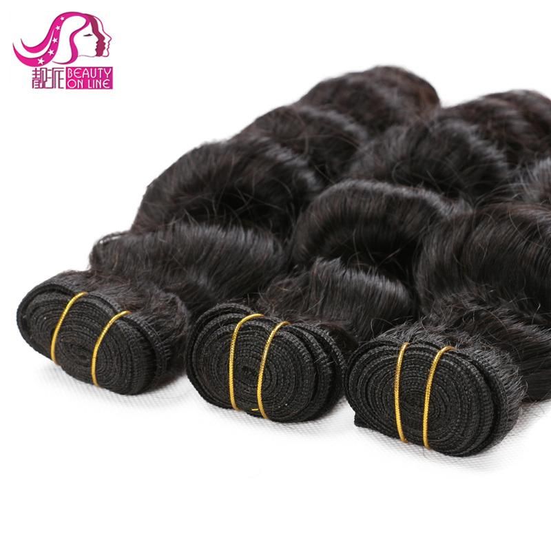 100% Raw Unprocessed Virgin Cuticle Aligned Human Hair Extensions, Peruvian Bulk Hair Loose Wave Bundles with Lace Closure