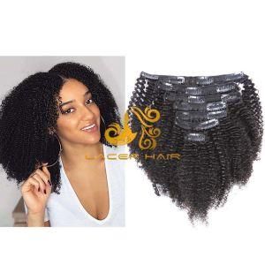 AC1b off Black Afro Kinky Curly 8&quot;-26&quot; Remy Human Hair Clip in Hair Extension in Stock