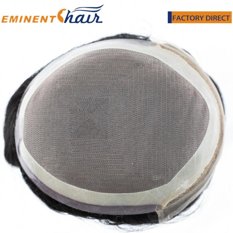 Stock Fine Mono with PU Edge and Lace Front Toupee Men′ S Hair System