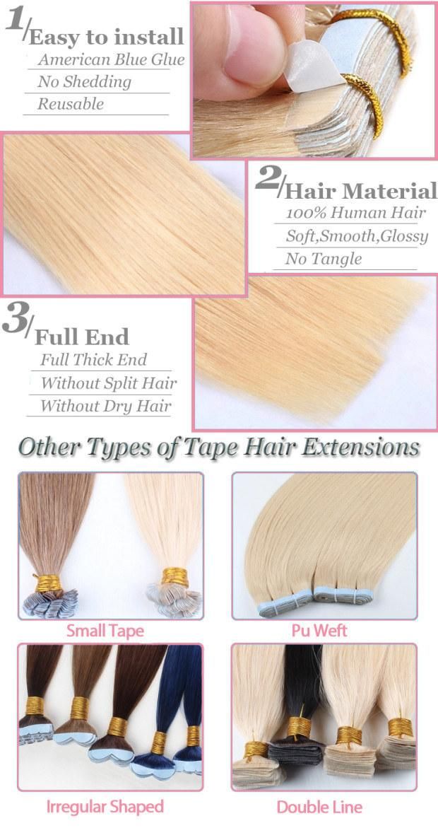 Different Colors Full Cuticle Aligned Tape in Hair Extension