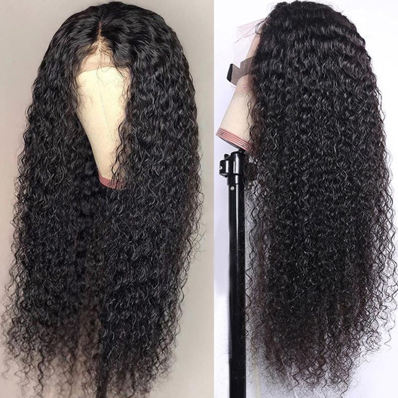 150% Density Brazilian Curly Wave Lace Front Wig with Baby Hair Pre Plucked Bleached Knots (14′ ′)