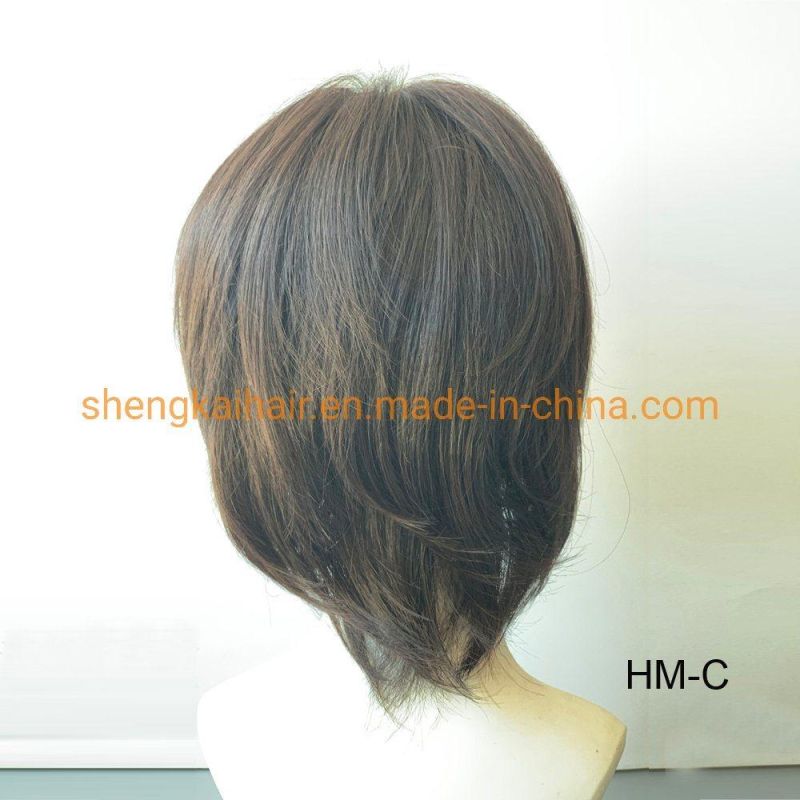Wholesale Premium Quality Short Hair Style Full Handtied Human Hair Synthetic Hair Mix Women Hair Wig
