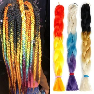 Kbeth Jumbo Braiding Hair Extensions Braiding Hair 24 Inch Ombre Multiple Tone Colored Synthetic Hair for Women in Stock