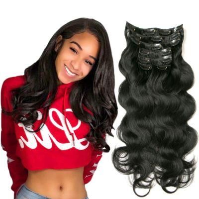 Kbeth Remy Extensions Body Wave for Black Women Hair 5PCS Real Wavy Human Hair Dark Brown Clip in Wavy Human Hair Extension Clip in Wholesale