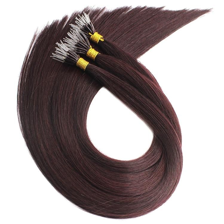 Remy Hair 1g/S 16 Inch Remy Nano Tip Hair Extensions Brown Color Keratin Straight European Micro Beads Hair with 50 Pieces