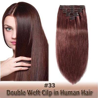 Human Hair Extensions 8pieces 20clips for Full Head Set Clip in Human Hair (AV-CH160-20-33)