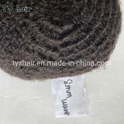 Afro Wave Hair Unit Mono Lace Toupee 4mm 6mm 8mm 10mm Indian Virgin Human Hair Replacement Afro Kinky Curl Men Wig Free Shippinng, Black