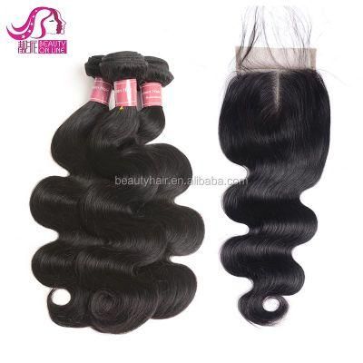 Free Shipping Peruvian Virgin Human Hair 3 Bundles with Closure Body Wave Set