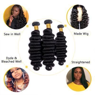 18 Inch Brazilian Hair Bundles Loose Deep Wave Human Hair Extensions Long Length Remy Hair Natural Color 1 Piece Hair Weave