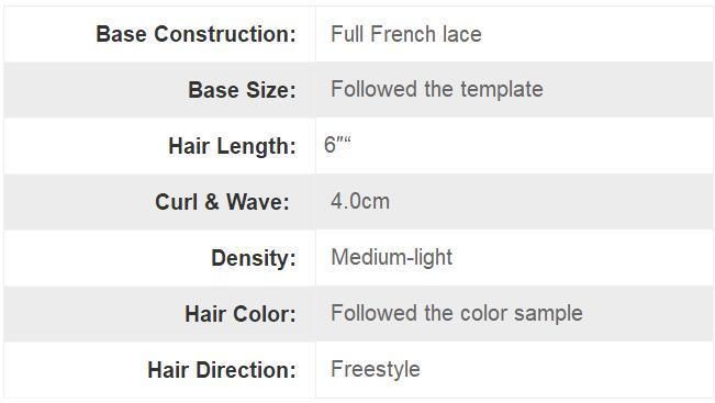 Men′s Toupee Wigs - Full French Lace Bleached Knots