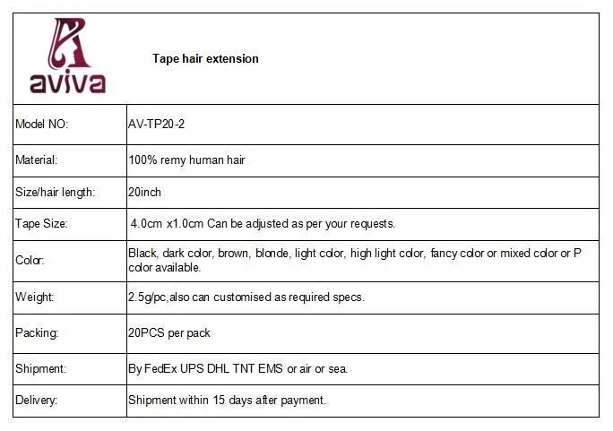 Top Quality Tape in Human Hair Extension (AV-TP20-2)