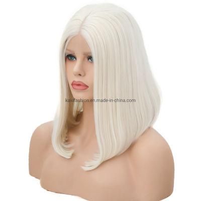 European Synthetic Ladies Straight Brazilian Short Bob Blond Wigs with Lace Frontal