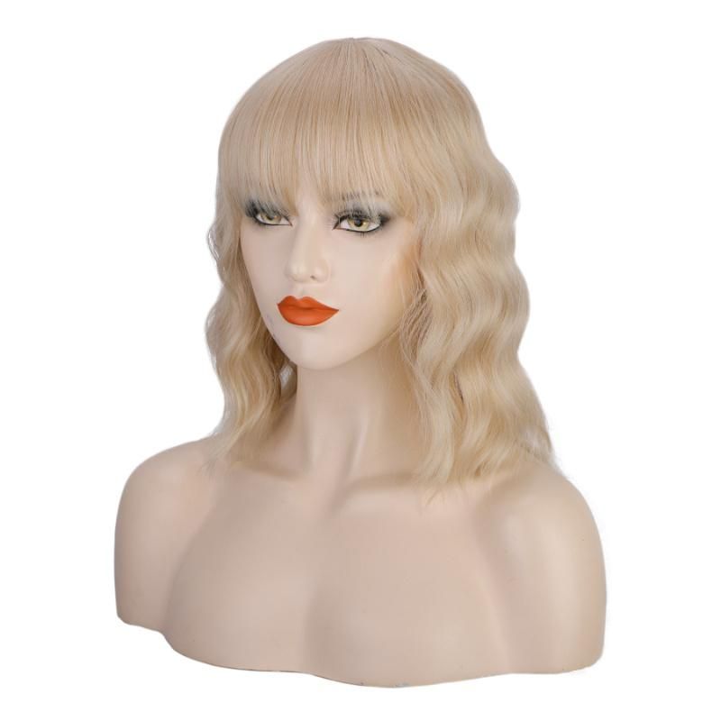Kakifashion China Hair 613# Color Short Wave Bob Wig with Neat Bangs for Black and White Women for Cosplay Party
