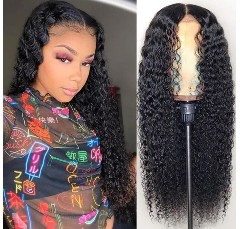 Freeshipping Deep Wave Closure Wig Lace Frontal Wigs Deep Wave Frontal Wig Part Long Wavy Hair in The Middle Wig Dropshipping Wholesale