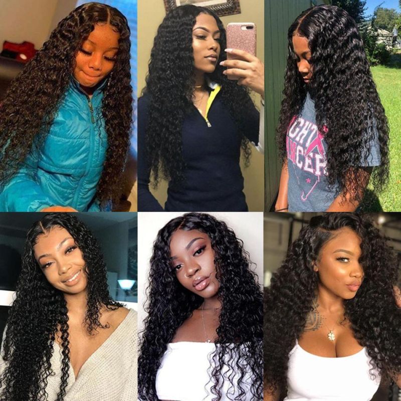 Deep Wave Bundles with Closure with Frontal Human Hair Bundles with Transparent Lace Closure Brazilian 4X4 13X4 Closures with Bundles