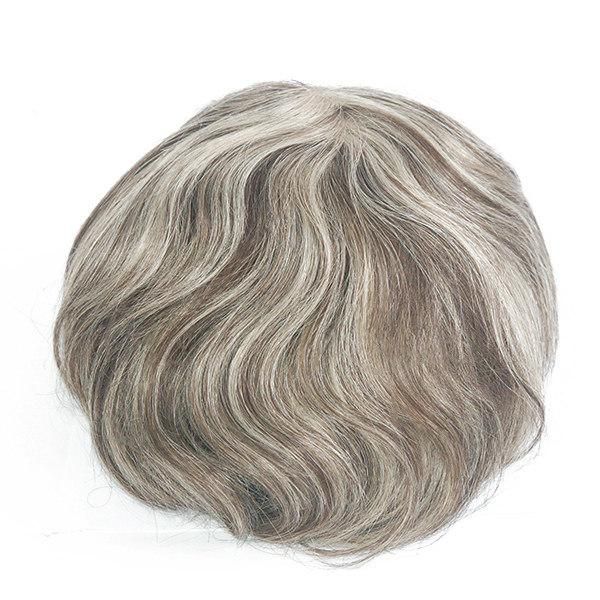 Men′s Hair Replacement French Lace with Clear PU Around with Spot Highlight