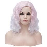 Aicos Pastel Pink Ombre 35cm Short Curly Halloween Party Anime Cosplay Wig for Women, Heat Resistant Full Wig +Cap