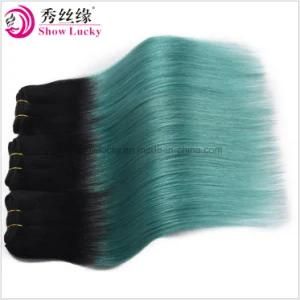 Grade 9A Two Tone Colored Dark Root 1b/Green Straight Ombre Hair Weft Remy Peruvian Virgin Human Hair Extension