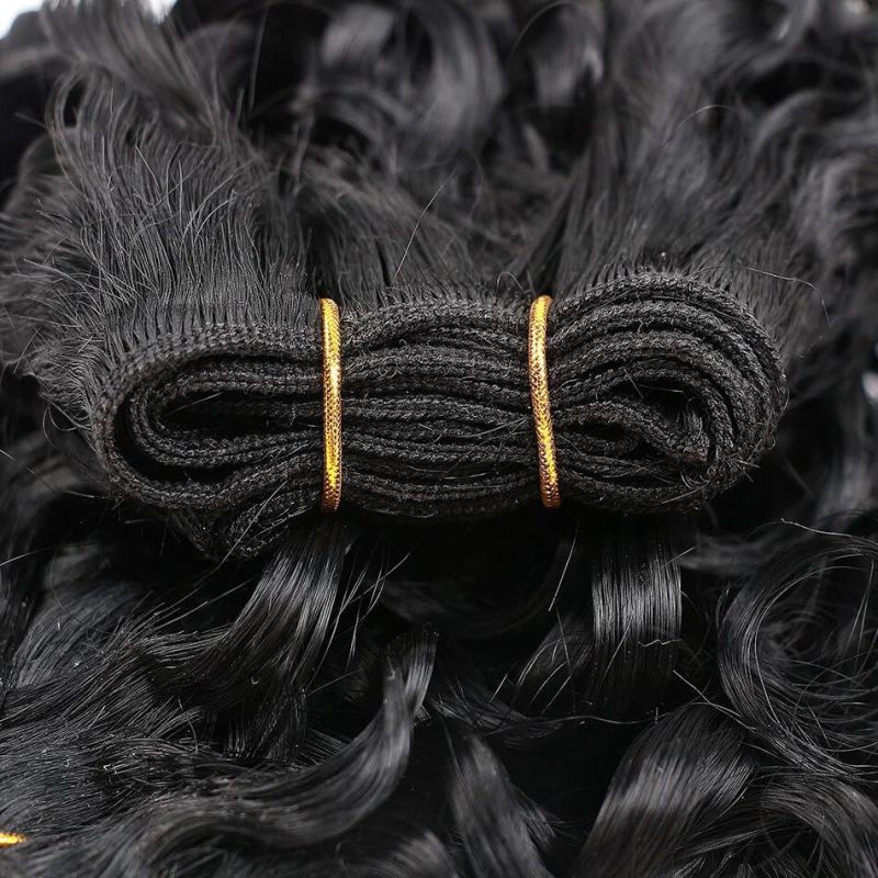 Peruvian Curly Bundles Jerry Curl Double Drawn Human Hair Remy Hair Natural Black Colored Hair Extension