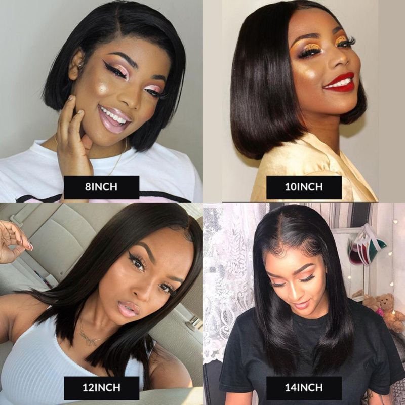 High Quality Straight Bob Natural Brazilian Hair Human Hair Wig Pre Plucked with Baby Hair Brazilian Human Hair Frontal Remy Closure Wigs for Black Women