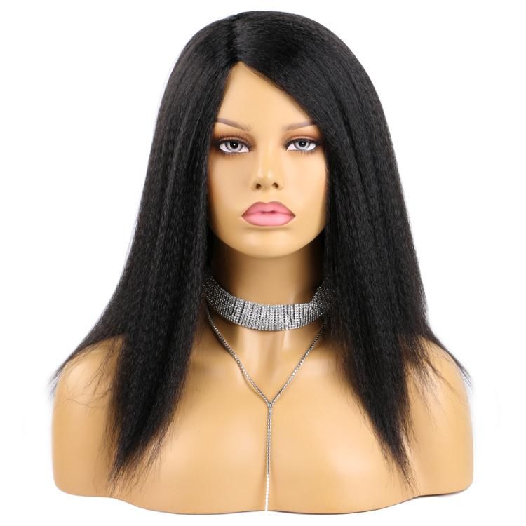 China Cheap Wigs Wholesale Yaki Straight Short Synthetic Hair Wig