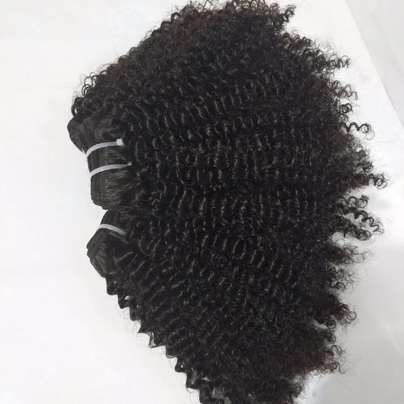 Full Head Peruvian Human Hair Hair Extension Afro Kinky Curl