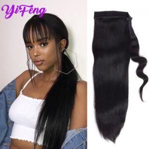 Nutaral Black Silky Straight 100% Human Hair Wrap up Ponytail