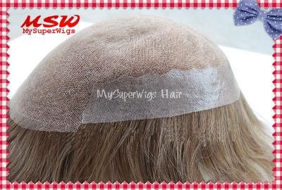 2022 Bleached Knots Full French Lace Human Hair Toupee